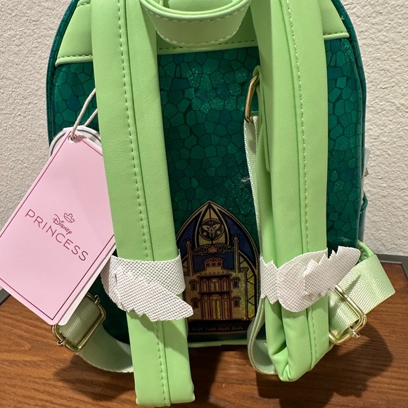 NWT Disney Princess Stained Glass Tiana Green Mini Backpack & Matching Ears - Picture 10 of 12